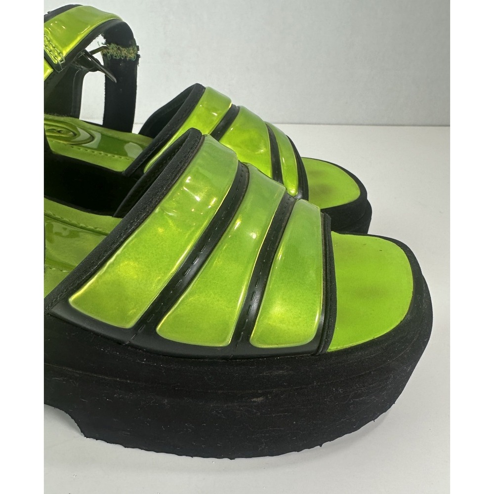 *Damaged* Rare Vtg 90s Skechers Platform Lime Green Chunky Sandals 10 Y2K Rave - Picture 8 of 16